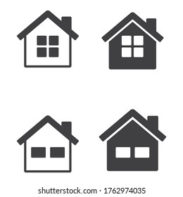 Icono del hogar conjunto en estilo plano, casa aislada en fondo blanco, concepto de negocio de construcción, ilustración vectorial
