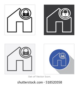 Home icon. Set of flat style. Vector illustration.