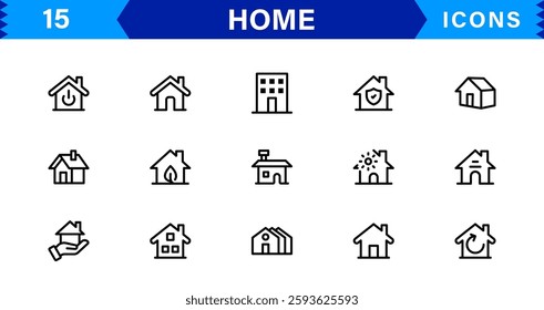 Home Icon Set. High-Quality Vector Icons for House, Living Room, Furniture, and Household Items Designs