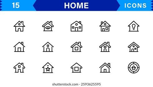 Home Icon Set. High-Quality Vector Icons for House, Living Room, Furniture, and Household Items Designs