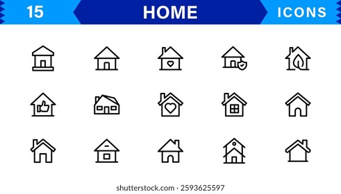 Home Icon Set. High-Quality Vector Icons for House, Living Room, Furniture, and Household Items Designs