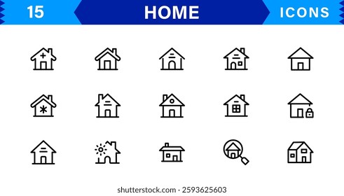 Home Icon Set. High-Quality Vector Icons for House, Living Room, Furniture, and Household Items Designs