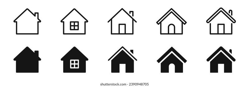 Juego de iconos de inicio. Colección de iconos de la casa. Iconos inmobiliarios. Símbolos de inicio