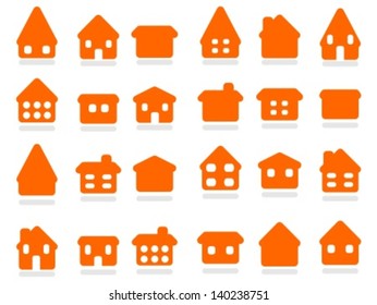 Home icon set - house rounded icon collection. Illustration group. Private residential architecture.