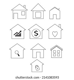 Juego de iconos de inicio. Símbolo de ilustración vectorial de la casa. estilo plano