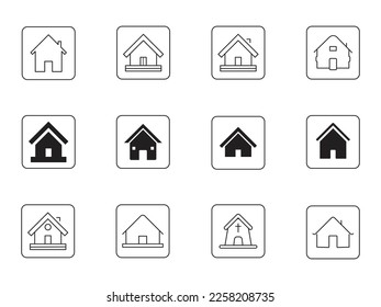 home icon set, house icon, house vector line art illustration, nice little hut vector 