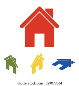 Home icon  set. Isometric effect