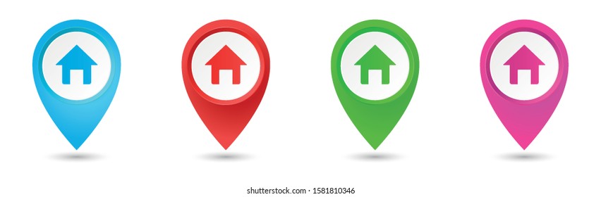 home icon set, map icon on white background.