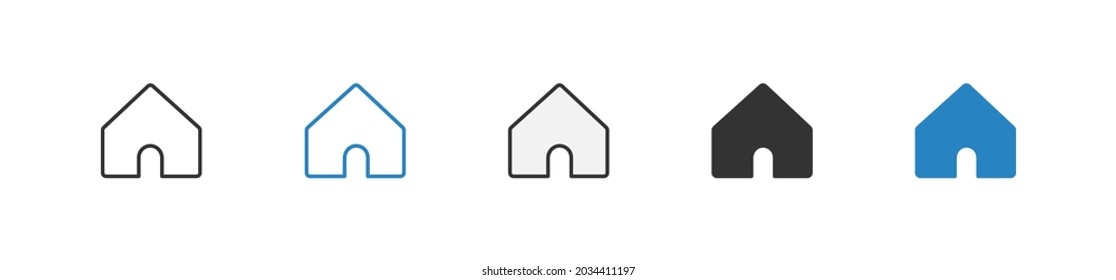 Icono de inicio establecido en un fondo transparente. Ilustración del botón del vector en estilo plano