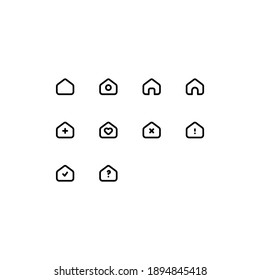 Home Icon Set (Outline) Part of Essentials Icon Family Collection
