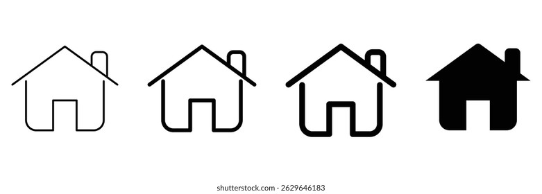 Home icon set for real estate property symbol house building interface navigation vector illustration isolated graphic collection.