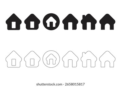 Home icon set. Simple house icon