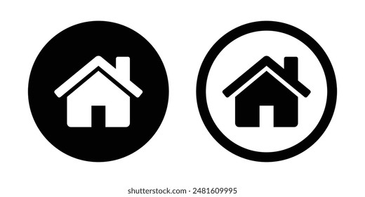 Startseite-Icon-Set im einfachen und Strichstil in Schwarz-Weiß-Farbe. Haussymbol. Set von Immobilien-Objekte und beherbergt schwarze Ikonen isoliert auf weißem Hintergrund. Vektorillustration.