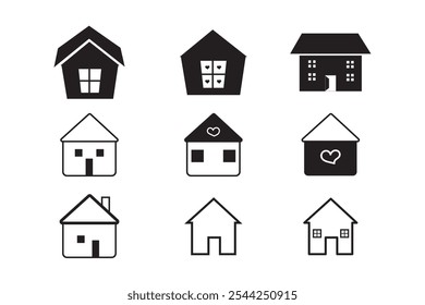 Home icon set. simple vector house illustration