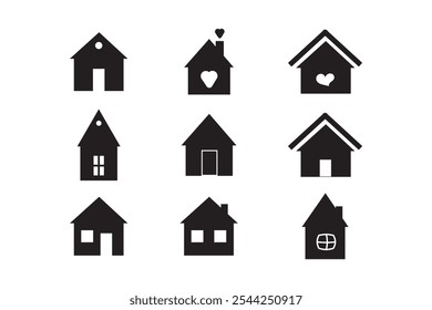 Home icon set. simple vector house illustration