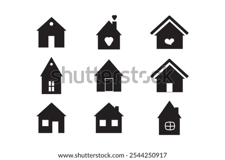 Home icon set. simple vector house illustration