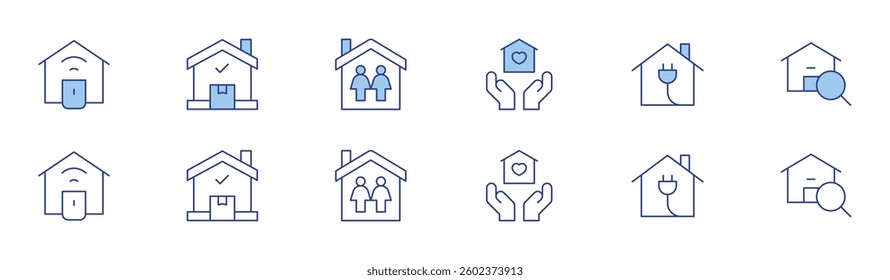 Home icon set in two styles, Duotone and Thin Line style. Editable stroke., automation, home delivery, smart