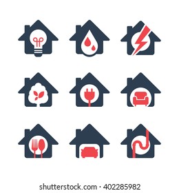 Home Icon set with utility symbol