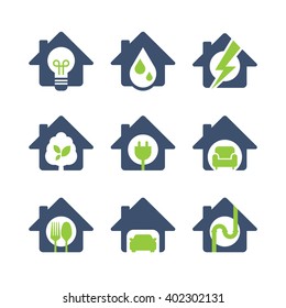 Home Icon set with utility symbol