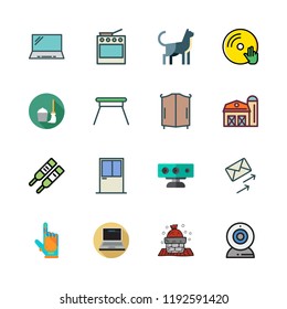home icon set. vector set about vinyl, email, barn and closet icons set.
