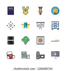 home icon set. vector set about baby clothes, calculator, comparative and hail icons set.