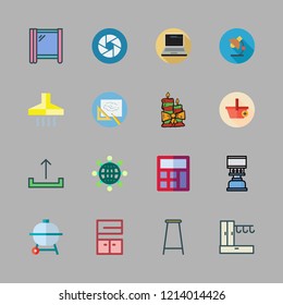 home icon set. vector set about extractor hood, laptop, drawing and cooking icons set.