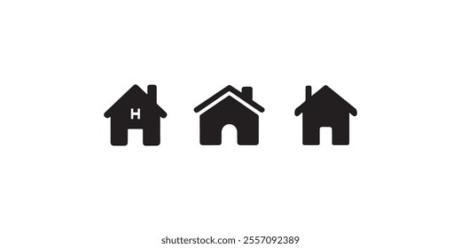 Home icon set vector art on white