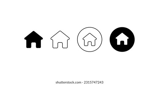Juego de iconos del hogar, Juego de İcon de la página principal del vector, Estilo plano.