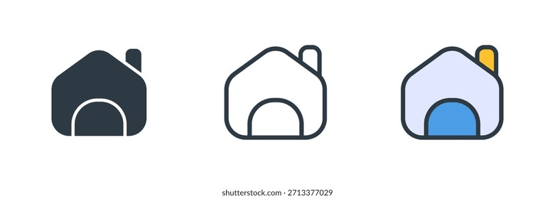 Ilustración vectorial del sistema del icono casero. Línea, glifo, símbolo del color aislado en el fondo blanco