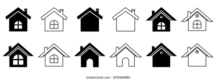 home icon set, home vector set, home symbol illustrations