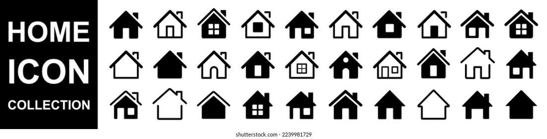 Home icon set. Web home icon for apps and websites, House icon, Home sign. Main page icon. Vector illustration