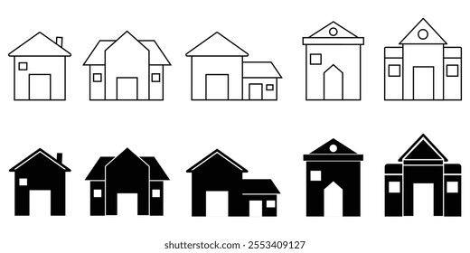 home icon set for websites and apps. Simple house symbol. Flat real estate sign. thin line, outline and stroke style. vector illustration eps 10.