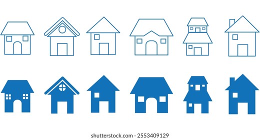 home icon set for websites and apps. Simple house symbol. Flat real estate sign. thin line, outline and stroke style. vector illustration eps 10.