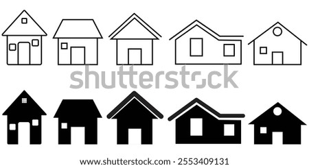 home icon set for websites and apps. Simple house symbol. Flat real estate sign. thin line, outline and stroke style. vector illustration eps 10.