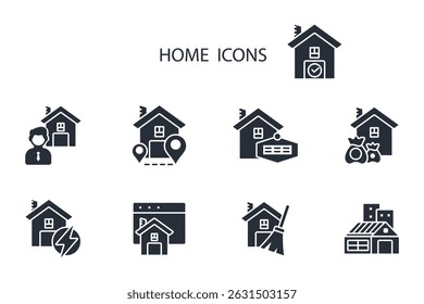 home icon set.vector.Editable stroke.linear style sign for use web design,logo.Symbol illustration.