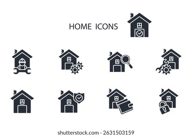 home icon set.Vector.Editable stroke.linear estilo signo para el uso Diseño web, logo.Symbol ilustración.