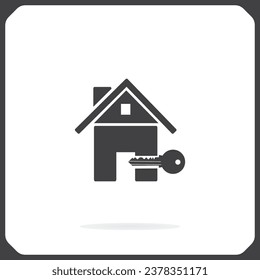 Home icon with shadow on a grey background