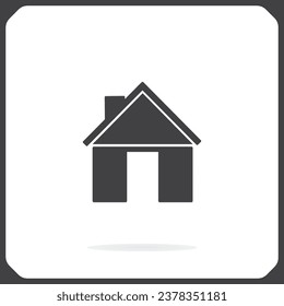 Home icon with shadow on a grey background