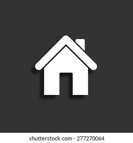 Home icon with shadow - vector illustration