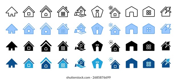 Home icon sheet multiple concept and style collection