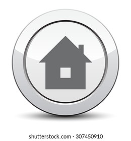 home icon, silver button. eps 10.