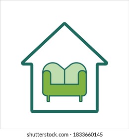 Heimsymbol. Haussymbol mit Sofa. Home-Icon-Konzept für mobile und Web-Design, Design-Element. Logo-Illustration des Hauses. 