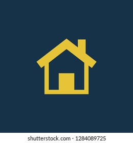 Home icon, home symbol. Flat vector sign isolated on blue background. Simple vector illustration for graphic and web design.