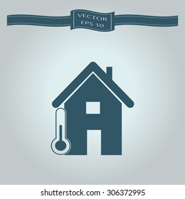 Home icon with Thermometer icon 