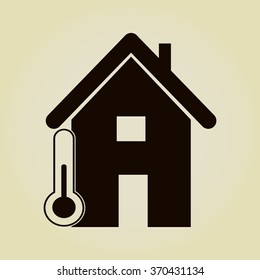 Home icon with Thermometer icon 