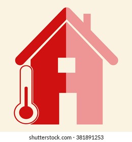 Home icon with Thermometer icon 