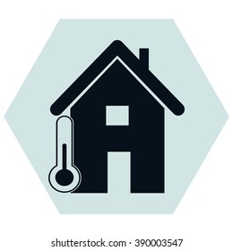 Home icon with Thermometer icon 