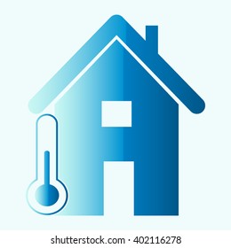 Home icon with Thermometer icon 