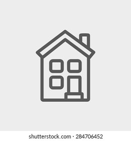 Home icon thin line for web and mobile, modern minimalistic flat design. Vector dark grey icon on light grey background.
