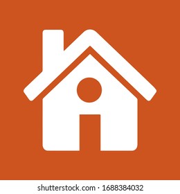 Home icon in trendy flat style isolated on red background. Vector illustration, EPS 10.